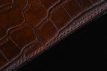 Load image into Gallery viewer, Stitching on the crocodile side on the long wallet