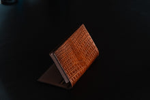 Load image into Gallery viewer, Long Gusseted Wallet in Deep brown crocodile skin made in monaco