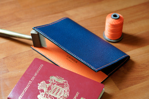 Passport Holder made in monaco by Nicolas Grinda luxury travel accesory made to order bespoke with custom initials